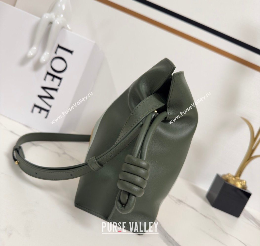 Loewe Medium Flamenco clutch bag Landscape in nappa calfskin leather Bottle Green/Ochre Yellow 2026 262585 (YY-260121064)