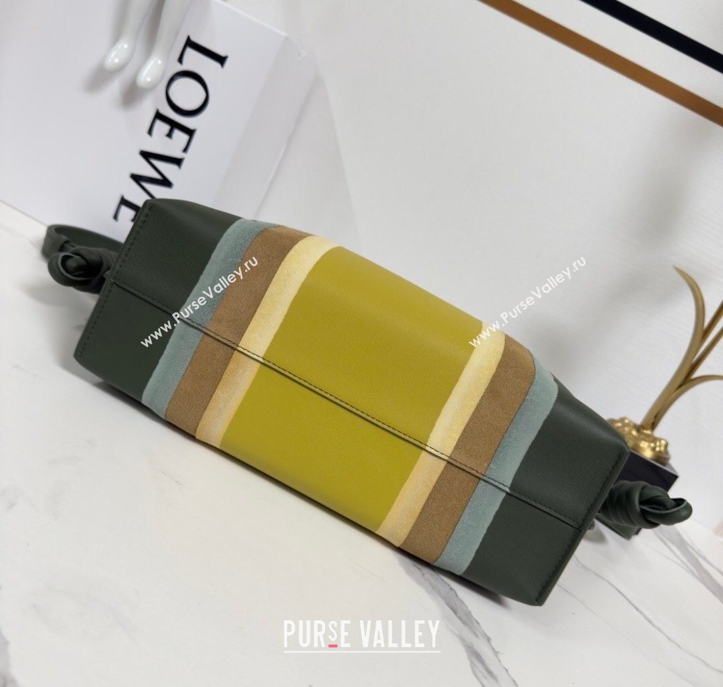 Loewe Medium Flamenco clutch bag Landscape in nappa calfskin leather Bottle Green/Ochre Yellow 2026 262585 (YY-260121064)