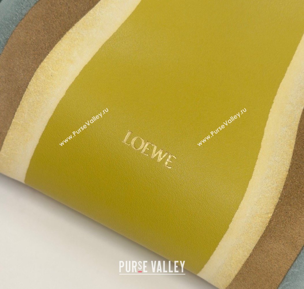 Loewe Medium Flamenco clutch bag Landscape in nappa calfskin leather Bottle Green/Ochre Yellow 2026 262585 (YY-260121064)