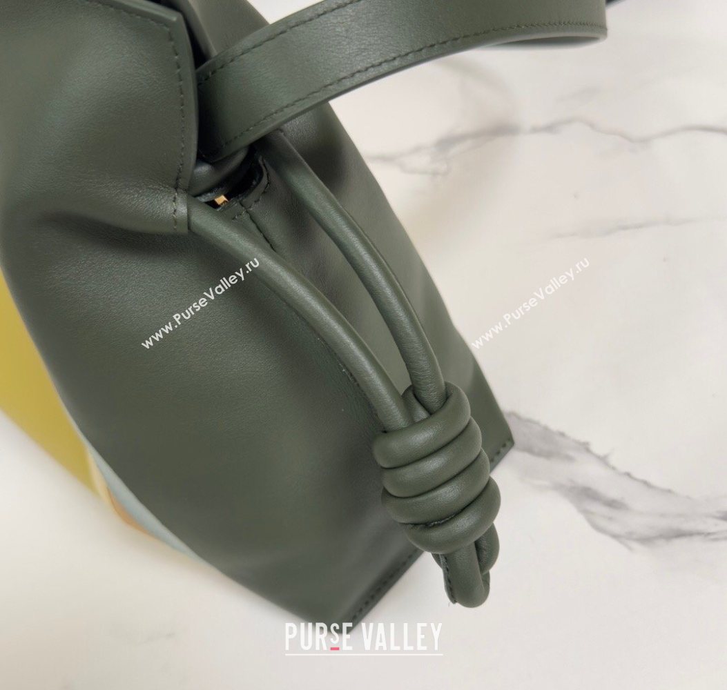 Loewe Medium Flamenco clutch bag Landscape in nappa calfskin leather Bottle Green/Ochre Yellow 2026 262585 (YY-260121064)