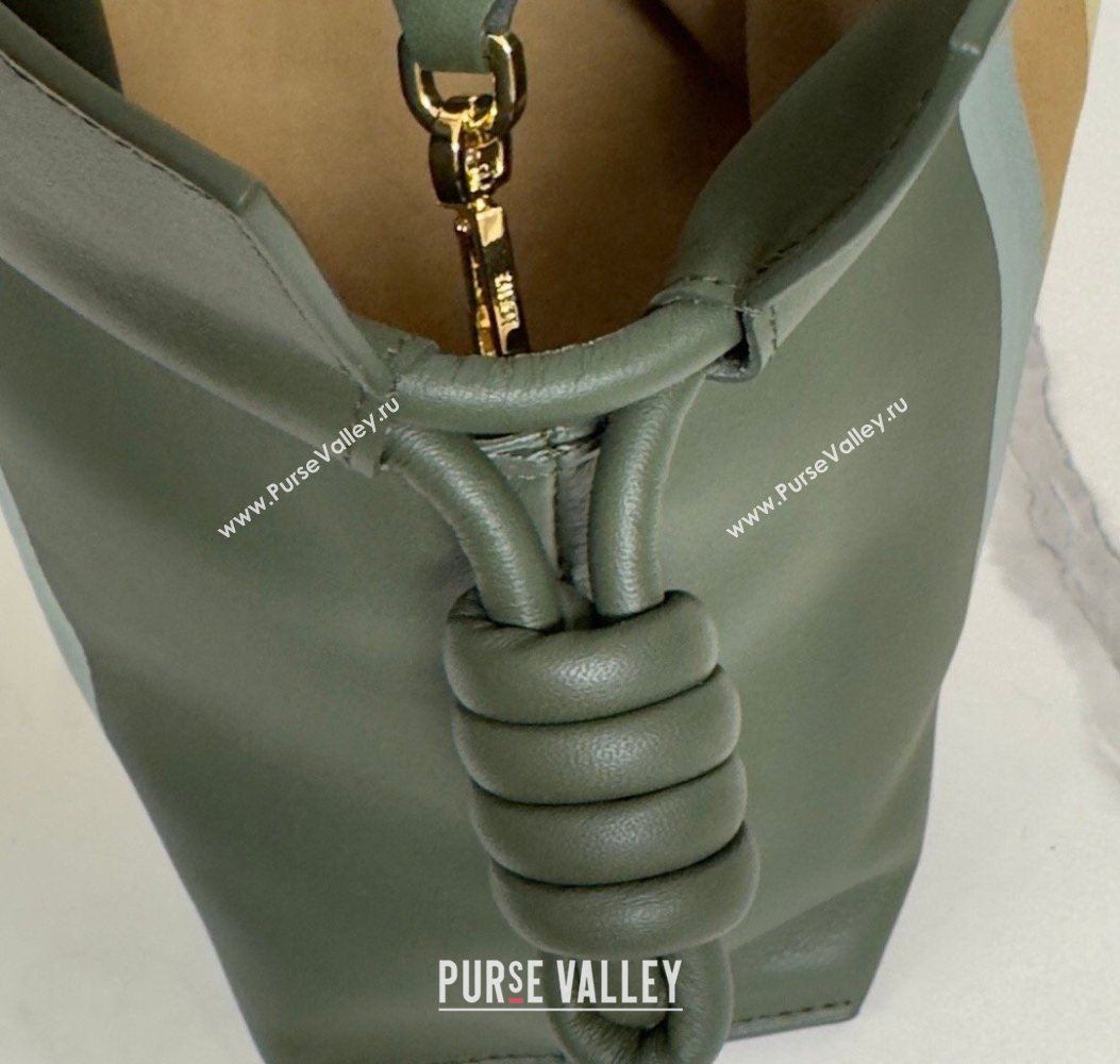 Loewe Medium Flamenco clutch bag Landscape in nappa calfskin leather Bottle Green/Ochre Yellow 2026 262585 (YY-260121064)