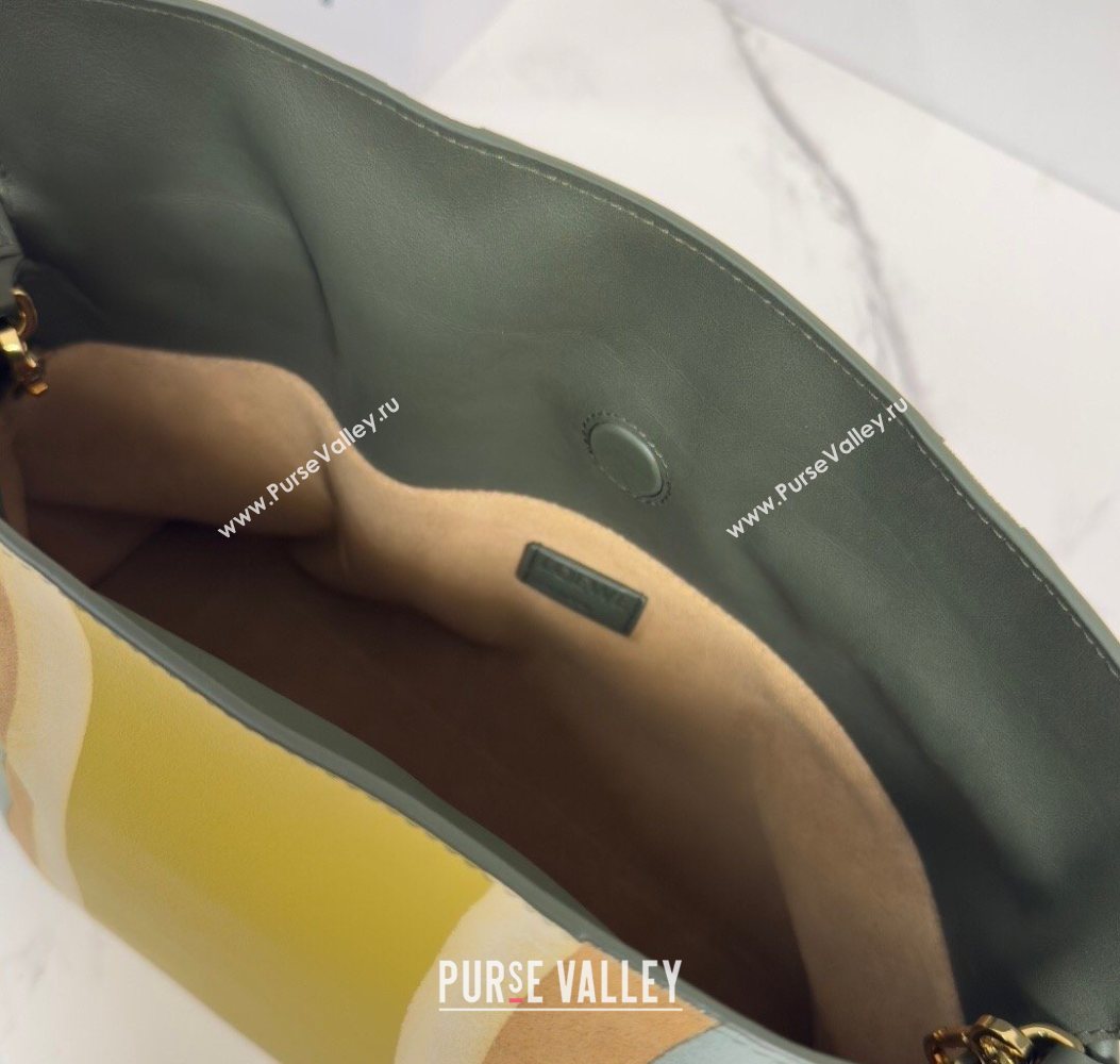 Loewe Medium Flamenco clutch bag Landscape in nappa calfskin leather Bottle Green/Ochre Yellow 2026 262585 (YY-260121064)