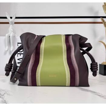Loewe Medium Flamenco clutch bag Landscape in nappa calfskin leather Chocolate/Light Moss Green 2026 262585 (YY-260121065)