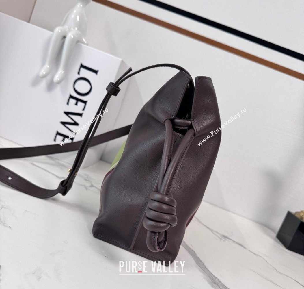 Loewe Medium Flamenco clutch bag Landscape in nappa calfskin leather Chocolate/Light Moss Green 2026 262585 (YY-260121065)