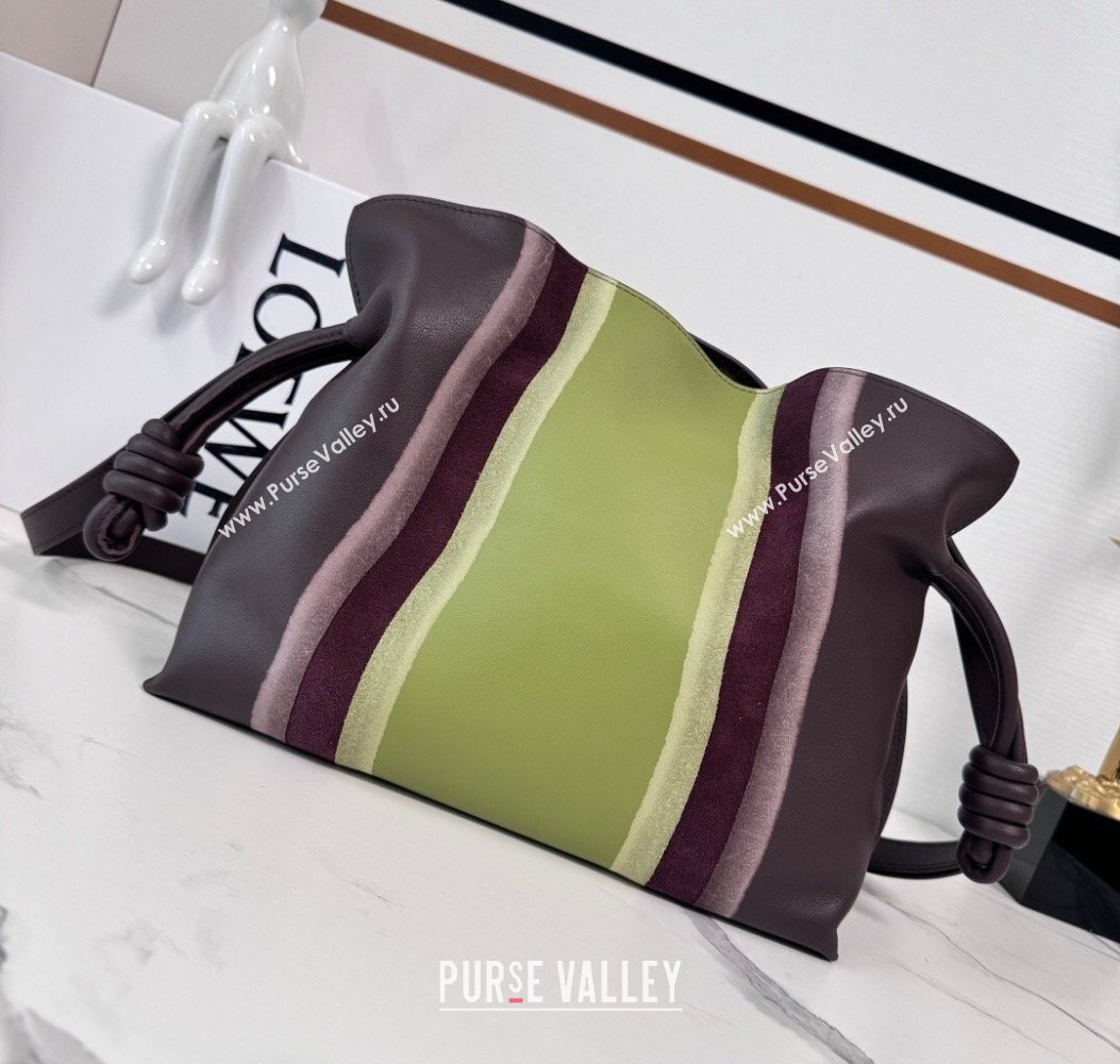 Loewe Medium Flamenco clutch bag Landscape in nappa calfskin leather Chocolate/Light Moss Green 2026 262585 (YY-260121065)