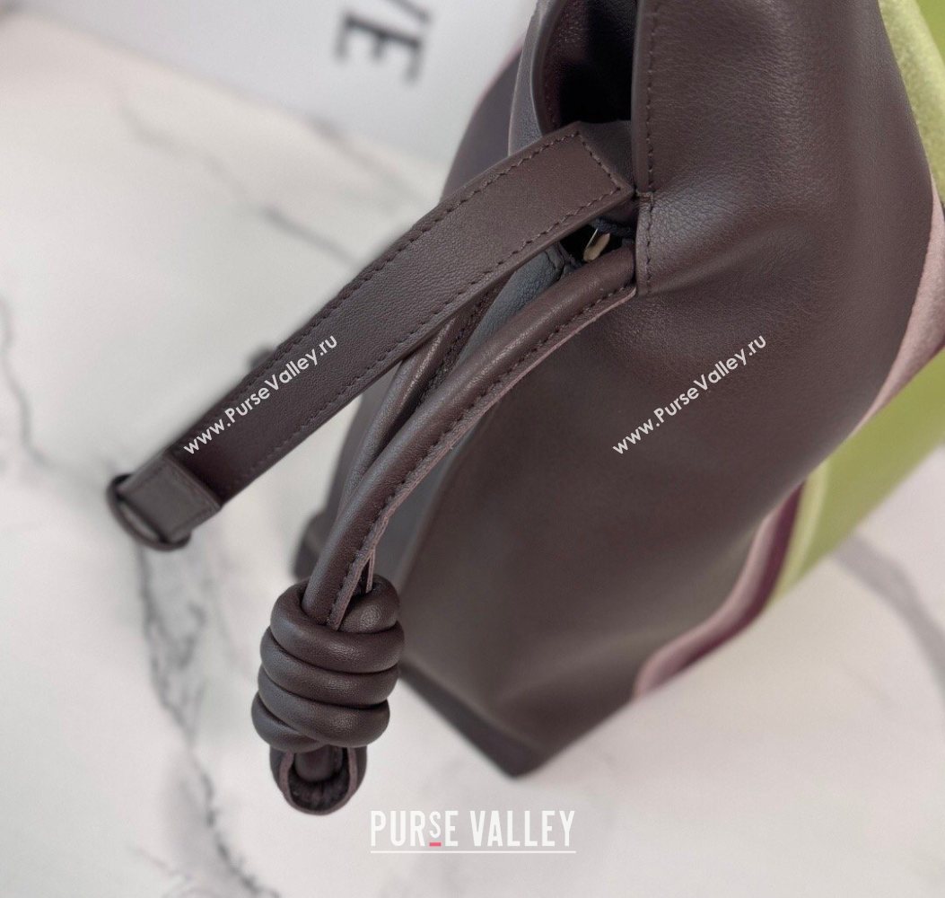 Loewe Medium Flamenco clutch bag Landscape in nappa calfskin leather Chocolate/Light Moss Green 2026 262585 (YY-260121065)