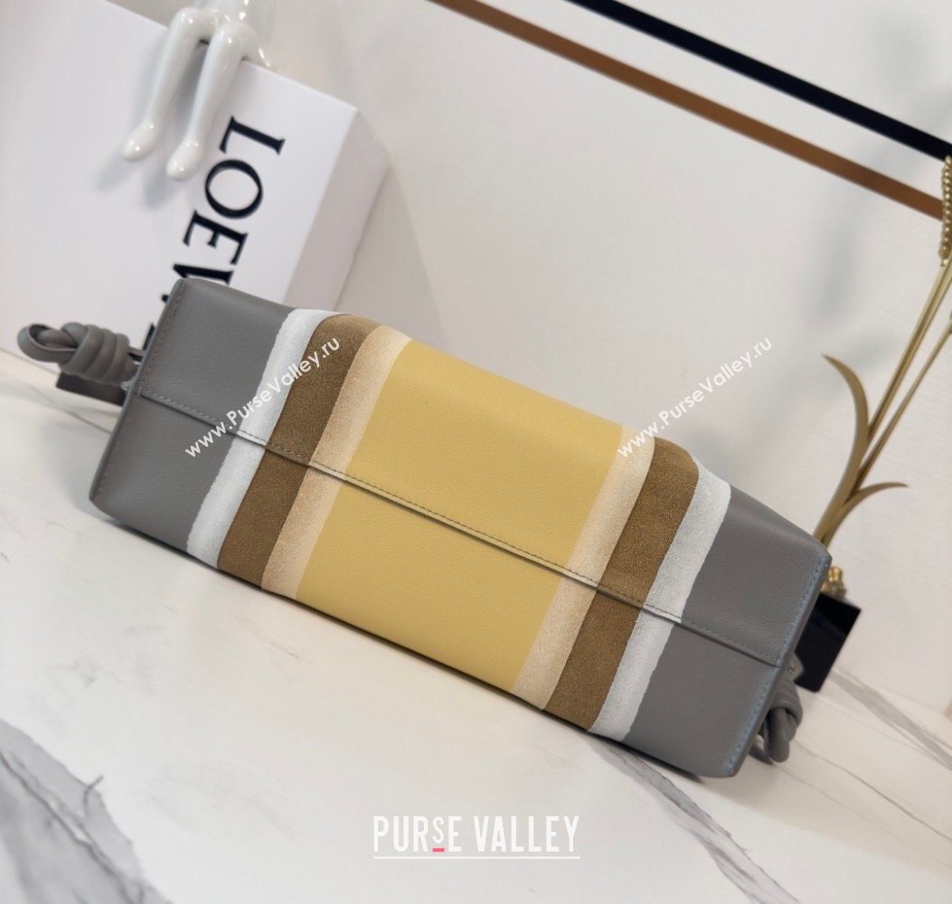 Loewe Medium Flamenco clutch bag Landscape in nappa calfskin leather Sparkling Grey/Butter Yellow 2026 262585 (YY-260121066)