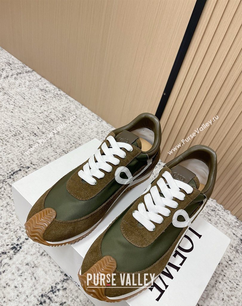 Loewe Flow Runner Sneakers in Nylon and Suede Green 17 2026 0226 (MD-260226027)