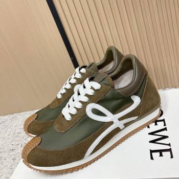 Loewe Flow Runner Sneakers in Nylon and Suede Green 17 2026 0226 (MD-260226027)