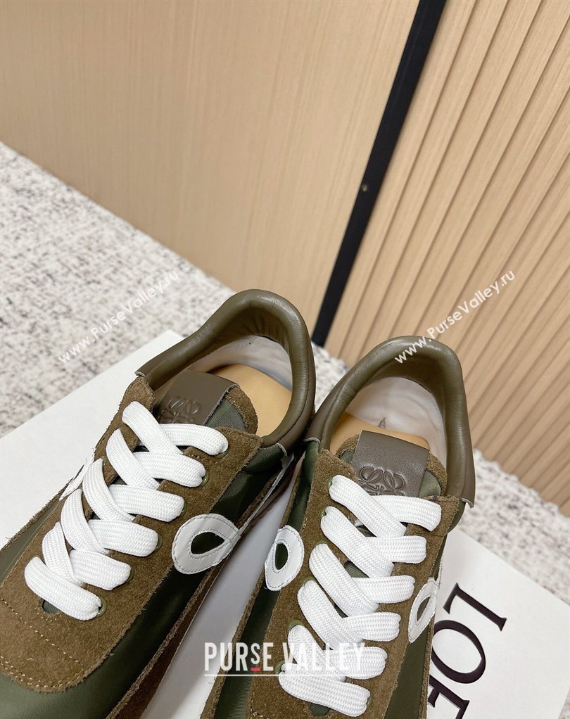 Loewe Flow Runner Sneakers in Nylon and Suede Green 17 2026 0226 (MD-260226027)