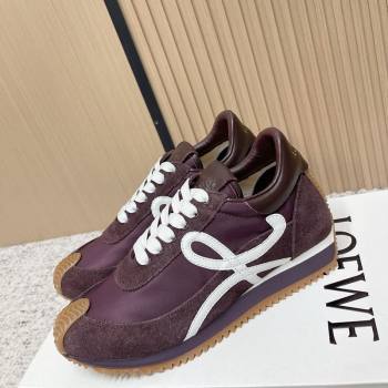 Loewe Flow Runner Sneakers in Nylon and Suede Dark Purple 2026 0226 (MD-260226028)