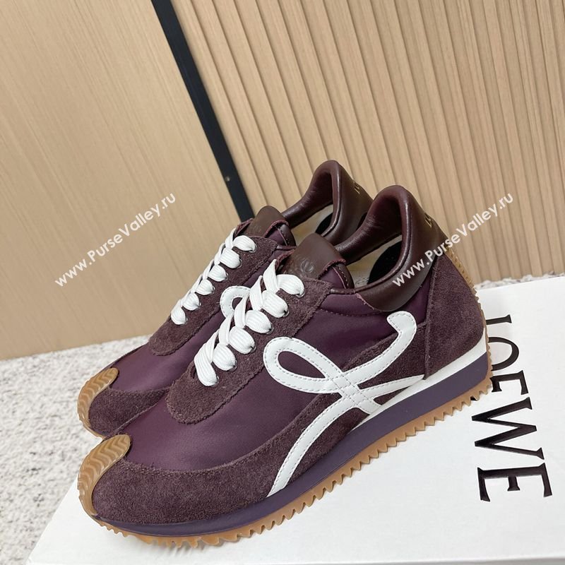 Loewe Flow Runner Sneakers in Nylon and Suede Dark Purple 2026 0226 (MD-260226028)