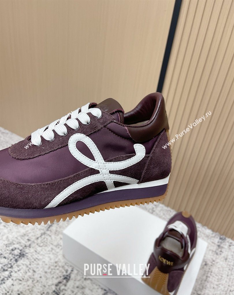 Loewe Flow Runner Sneakers in Nylon and Suede Dark Purple 2026 0226 (MD-260226028)