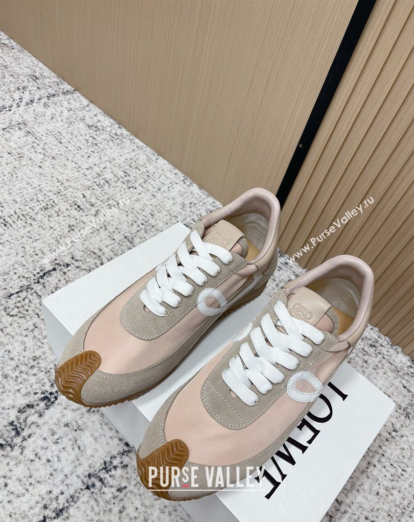 Loewe Flow Runner Sneakers in Nylon and Suede Pink/Grey 19 2026 0226 (MD-260226029)