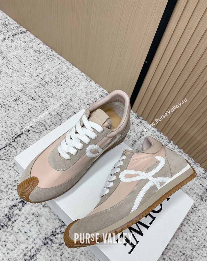 Loewe Flow Runner Sneakers in Nylon and Suede Pink/Grey 19 2026 0226 (MD-260226029)