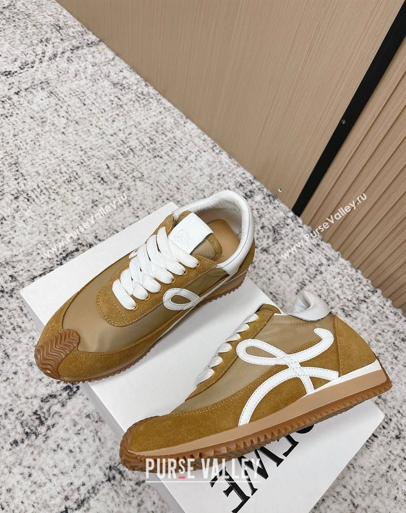 Loewe Flow Runner Sneakers in Nylon and Suede Beige/Brown 3 2026 0226 (MD-260226014)