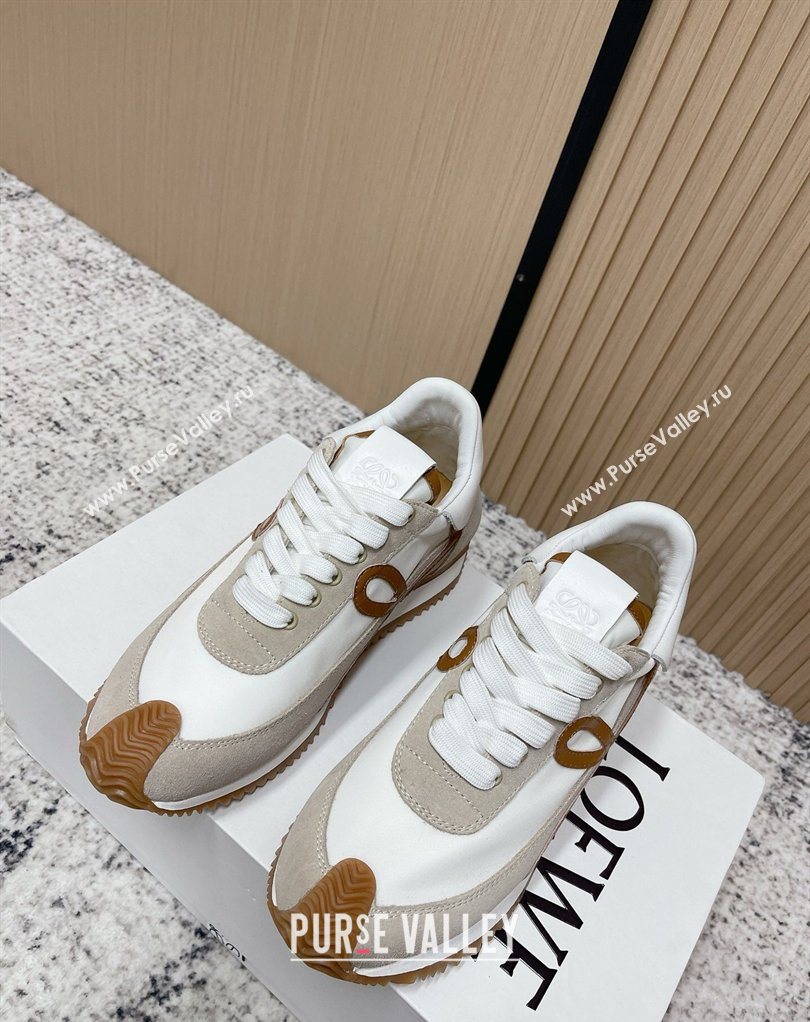 Loewe Flow Runner Sneakers in Nylon and Suede White/Grey 26 2026 0226 (MD-260226036)
