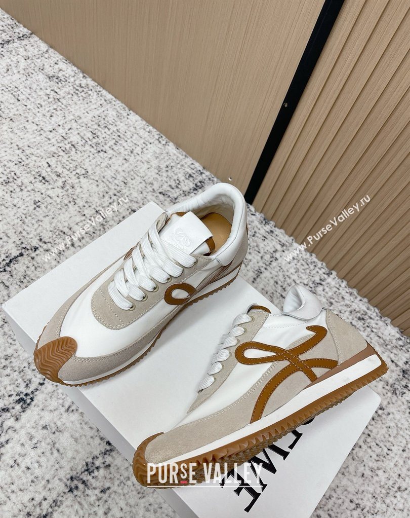Loewe Flow Runner Sneakers in Nylon and Suede White/Grey 26 2026 0226 (MD-260226036)