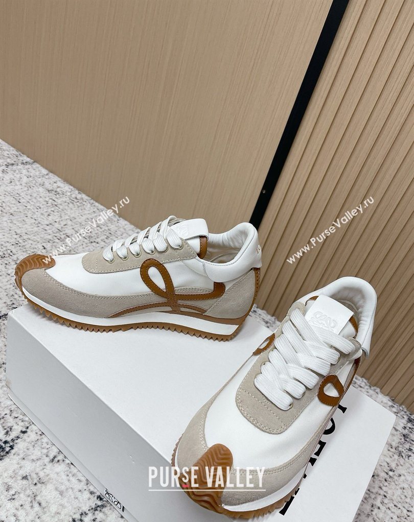 Loewe Flow Runner Sneakers in Nylon and Suede White/Grey 26 2026 0226 (MD-260226036)