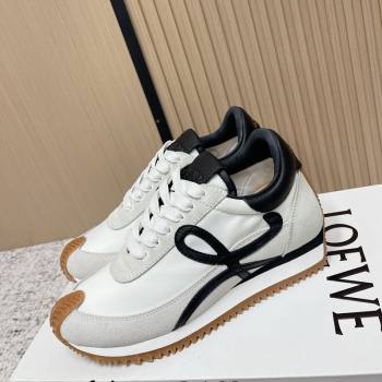Loewe Flow Runner Sneakers in Nylon and Suede White/Black 2026 0226 (MD-260226040)