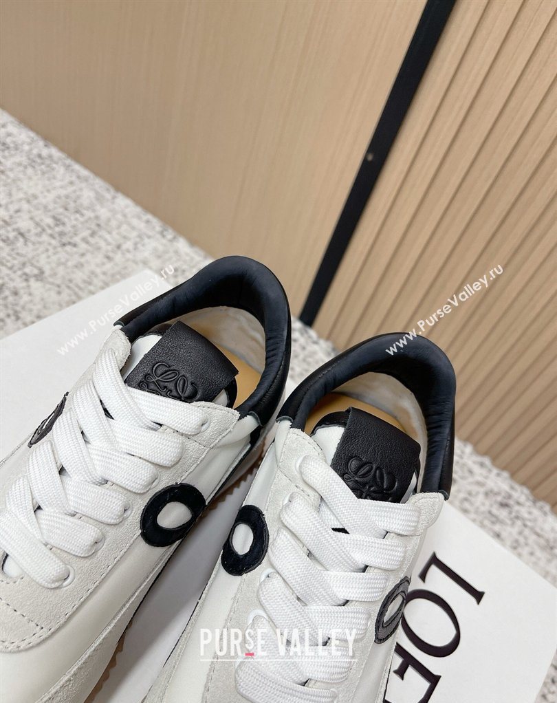 Loewe Flow Runner Sneakers in Nylon and Suede White/Black 2026 0226 (MD-260226040)