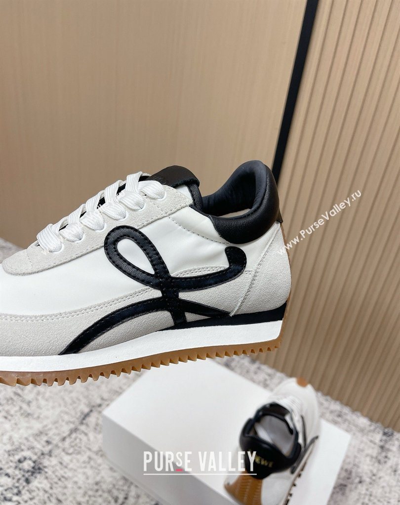 Loewe Flow Runner Sneakers in Nylon and Suede White/Black 2026 0226 (MD-260226040)