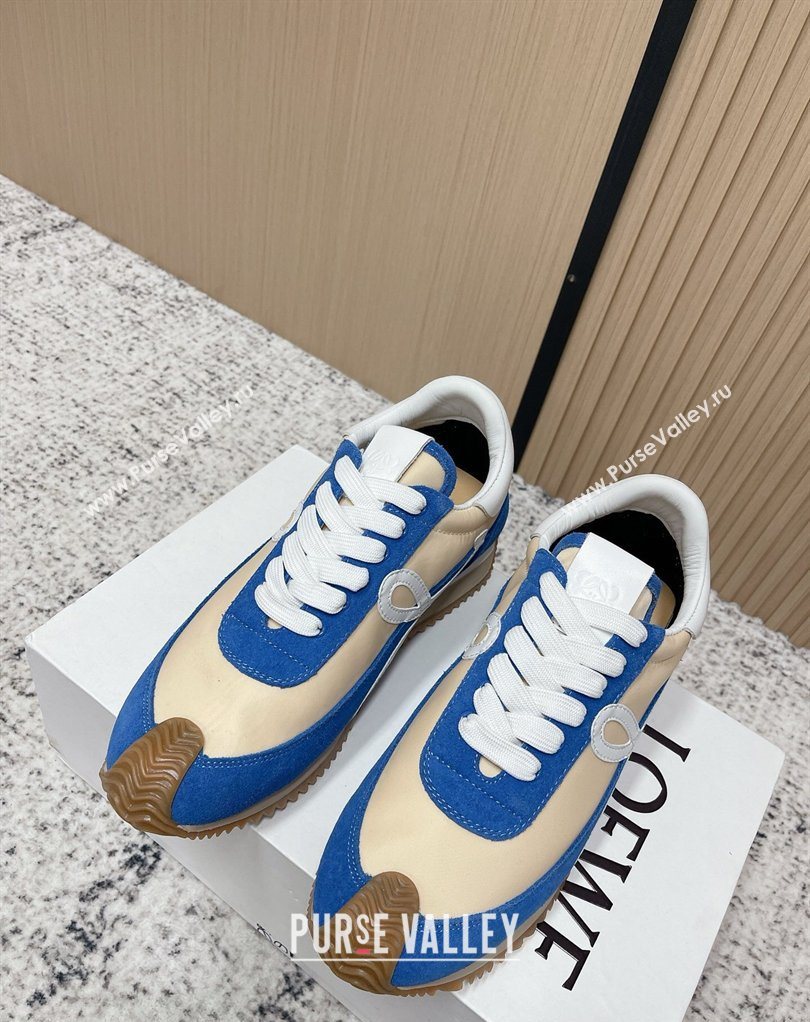 Loewe Flow Runner Sneakers in Nylon and Suede Beige/Blue 2026 0226 (MD-260226015)