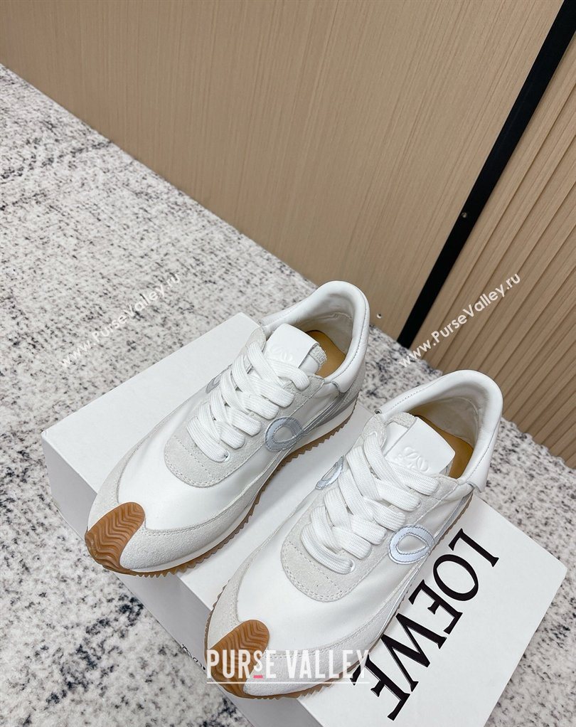 Loewe Flow Runner Sneakers in Nylon and Suede White/Grey 34 2026 0226 (MD-260226044)