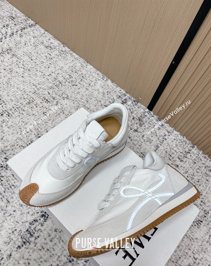 Loewe Flow Runner Sneakers in Nylon and Suede White/Grey 34 2026 0226 (MD-260226044)