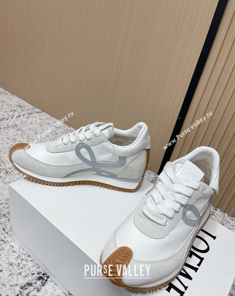 Loewe Flow Runner Sneakers in Nylon and Suede White/Grey 34 2026 0226 (MD-260226044)
