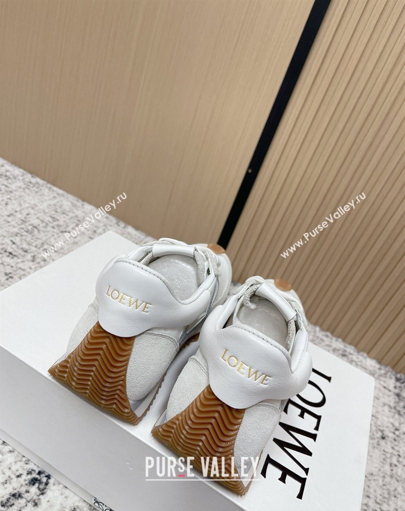 Loewe Flow Runner Sneakers in Nylon and Suede White/Grey 34 2026 0226 (MD-260226044)