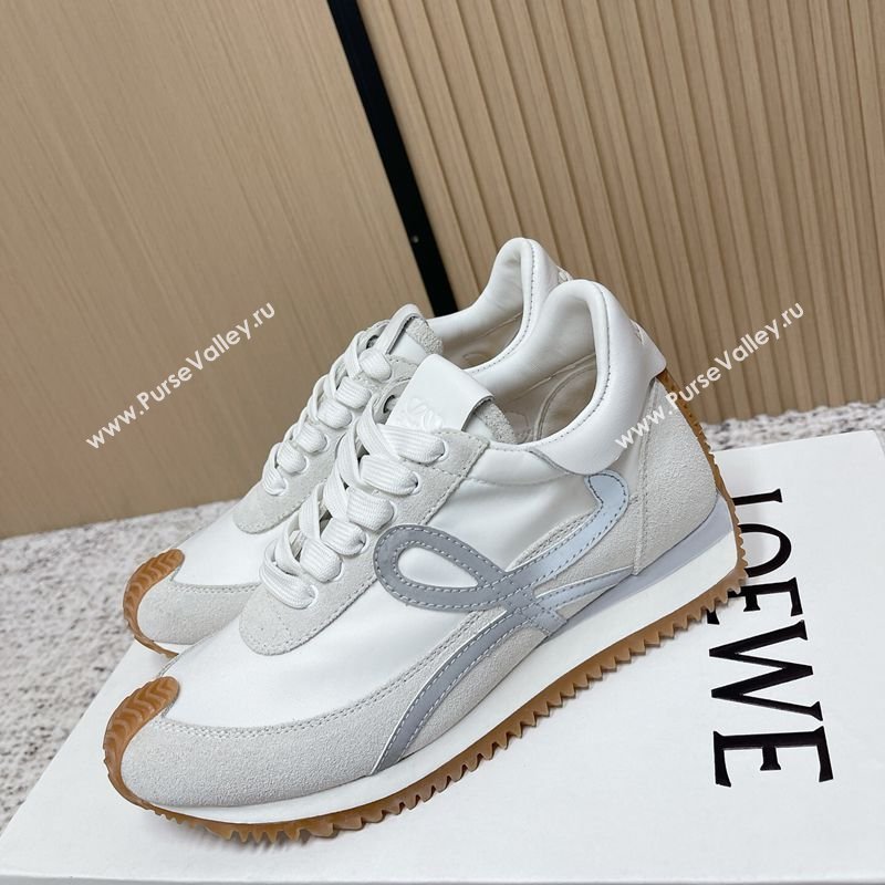 Loewe Flow Runner Sneakers in Nylon and Suede White/Grey 34 2026 0226 (MD-260226044)