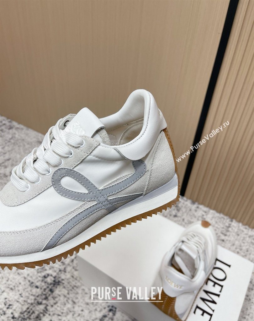 Loewe Flow Runner Sneakers in Nylon and Suede White/Grey 34 2026 0226 (MD-260226044)