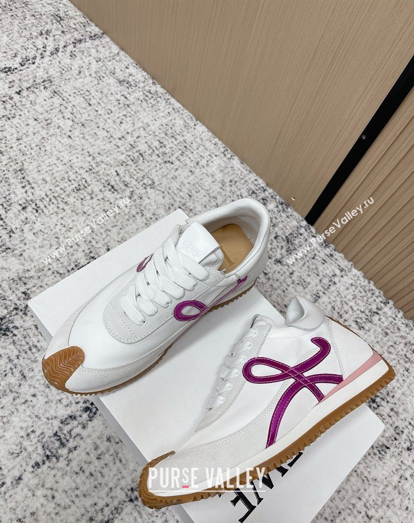 Loewe Flow Runner Sneakers in Nylon and Suede White/Purple 2026 0226 (MD-260226045)