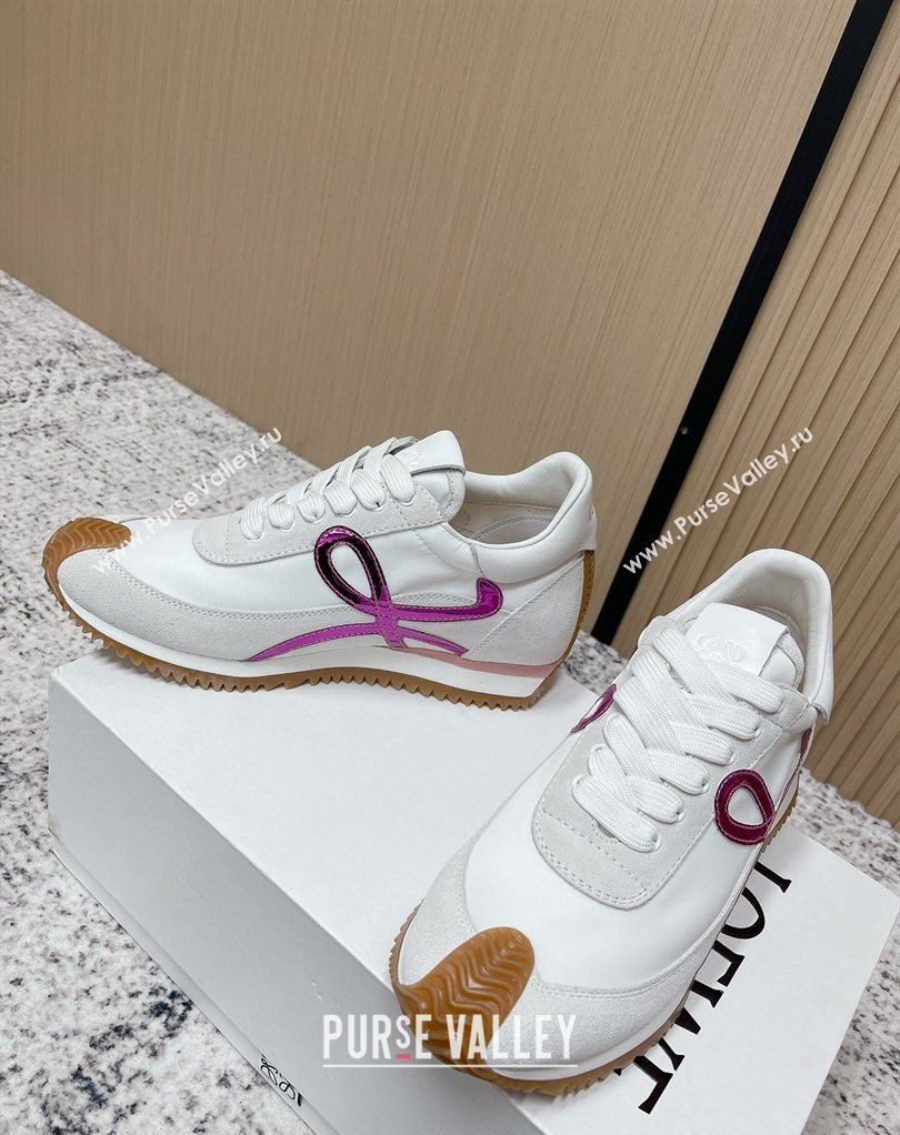 Loewe Flow Runner Sneakers in Nylon and Suede White/Purple 2026 0226 (MD-260226045)