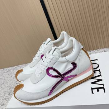 Loewe Flow Runner Sneakers in Nylon and Suede White/Purple 2026 0226 (MD-260226045)