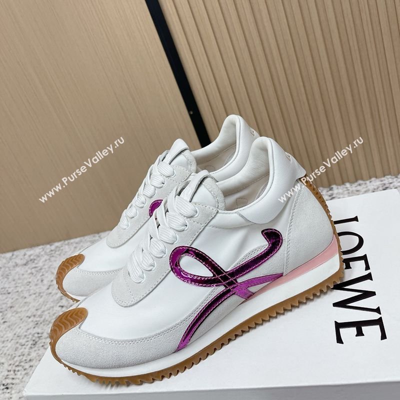 Loewe Flow Runner Sneakers in Nylon and Suede White/Purple 2026 0226 (MD-260226045)