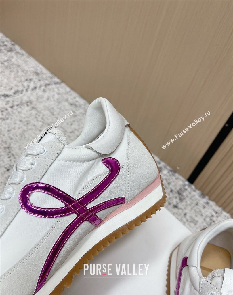 Loewe Flow Runner Sneakers in Nylon and Suede White/Purple 2026 0226 (MD-260226045)