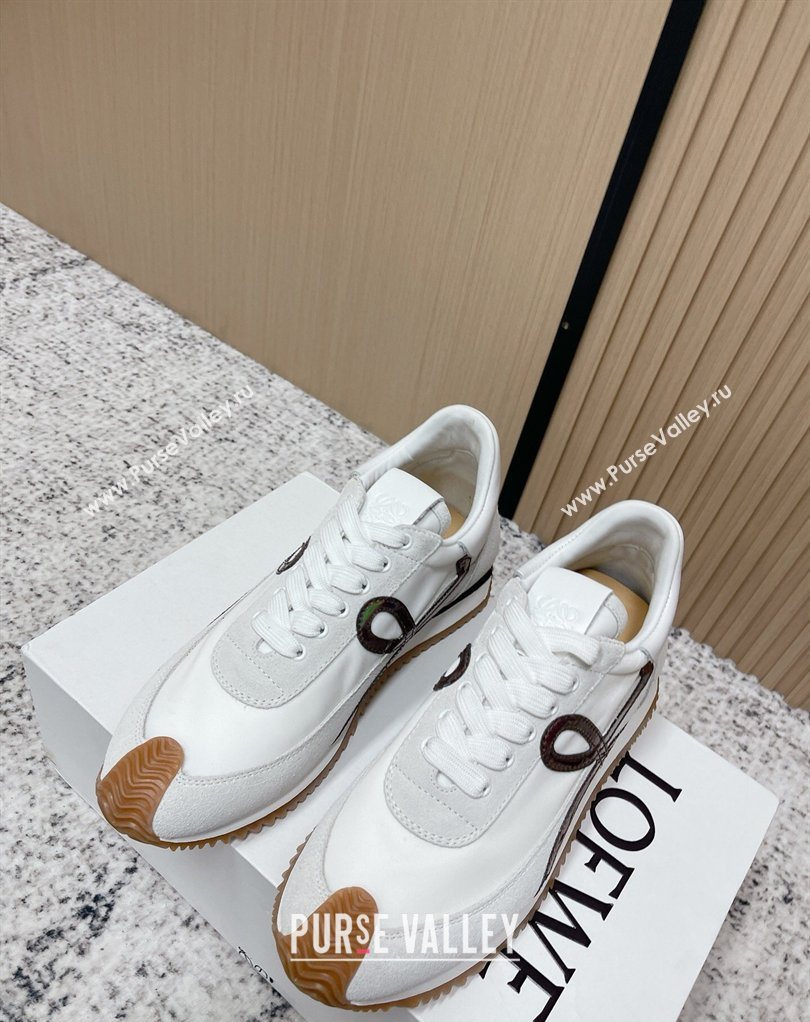 Loewe Flow Runner Sneakers in Nylon and Suede White/Multicolor 2026 0226 (MD-260226046)