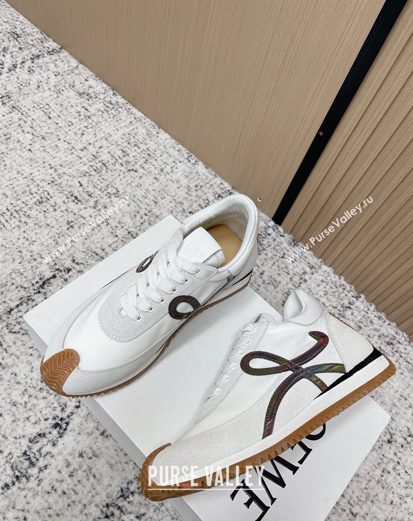 Loewe Flow Runner Sneakers in Nylon and Suede White/Multicolor 2026 0226 (MD-260226046)