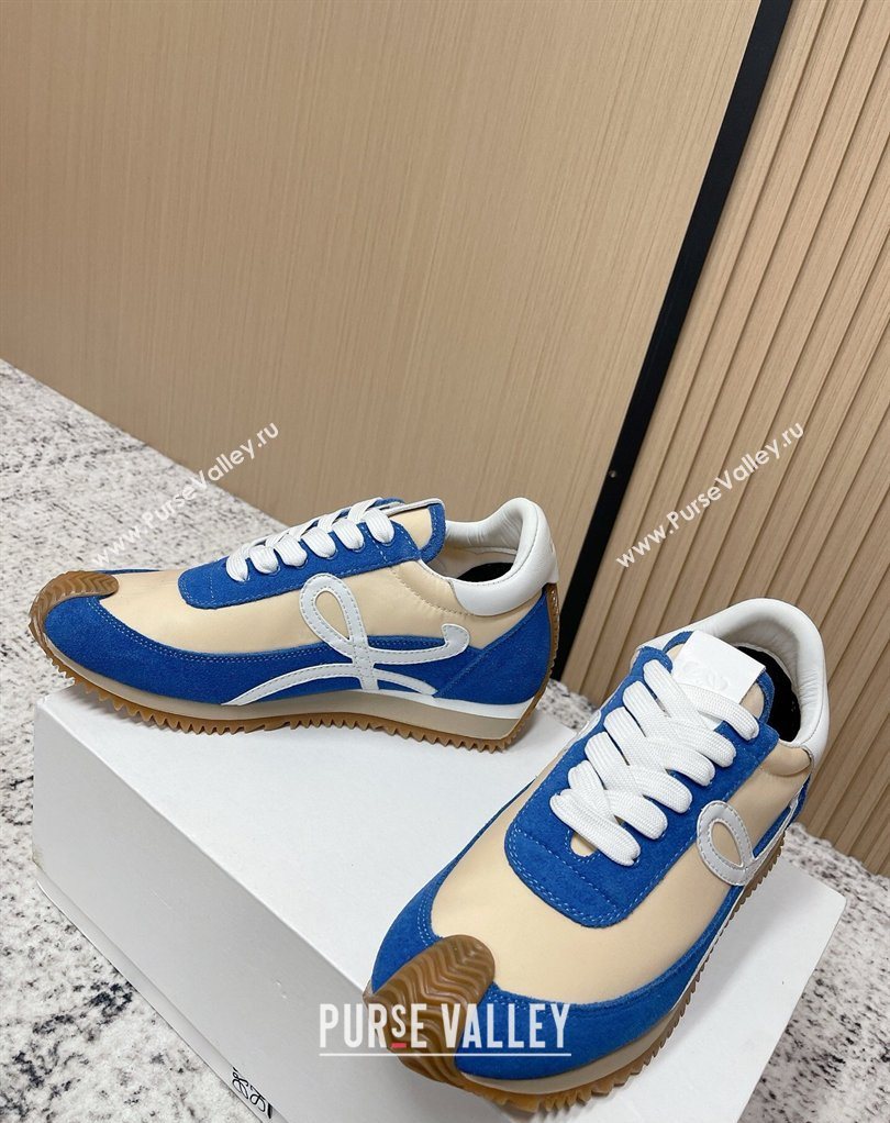 Loewe Flow Runner Sneakers in Nylon and Suede Beige/Blue 2026 0226 (MD-260226015)