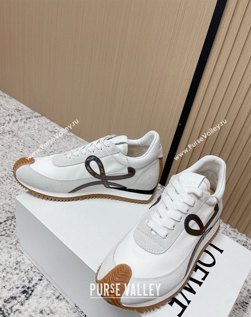 Loewe Flow Runner Sneakers in Nylon and Suede White/Multicolor 2026 0226 (MD-260226046)