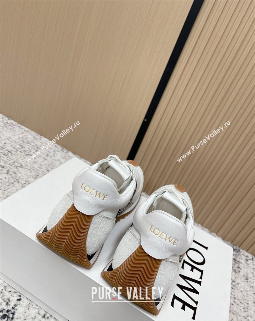 Loewe Flow Runner Sneakers in Nylon and Suede White/Multicolor 2026 0226 (MD-260226046)