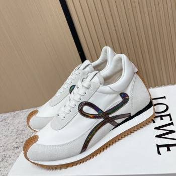 Loewe Flow Runner Sneakers in Nylon and Suede White/Multicolor 2026 0226 (MD-260226046)