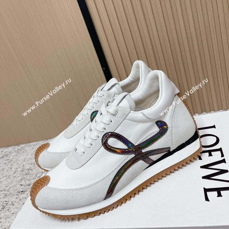 Loewe Flow Runner Sneakers in Nylon and Suede White/Multicolor 2026 0226 (MD-260226046)