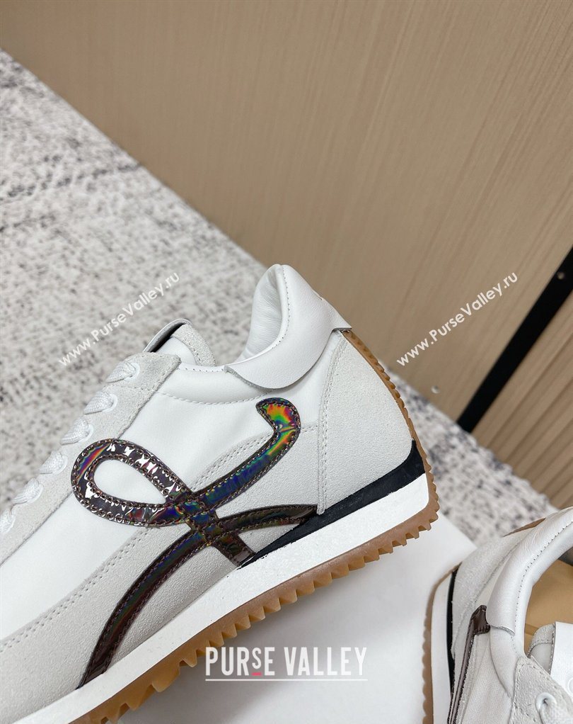 Loewe Flow Runner Sneakers in Nylon and Suede White/Multicolor 2026 0226 (MD-260226046)