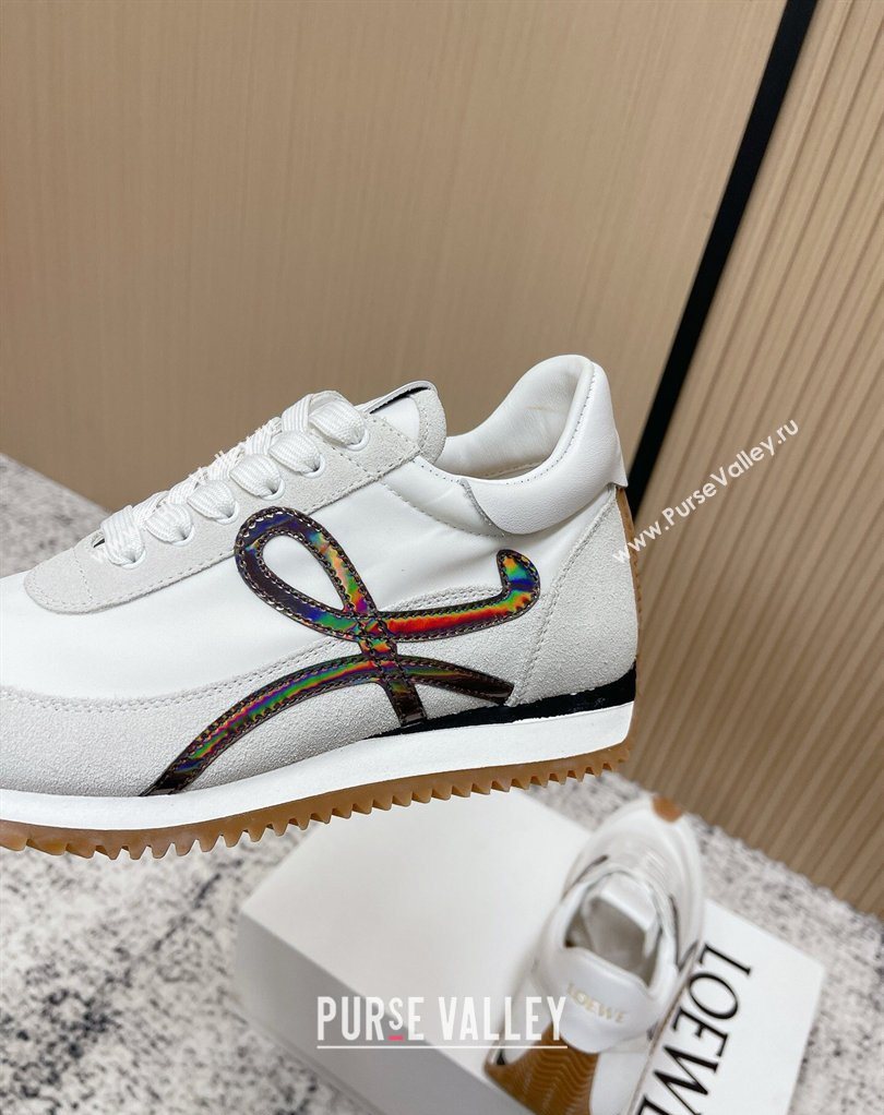 Loewe Flow Runner Sneakers in Nylon and Suede White/Multicolor 2026 0226 (MD-260226046)