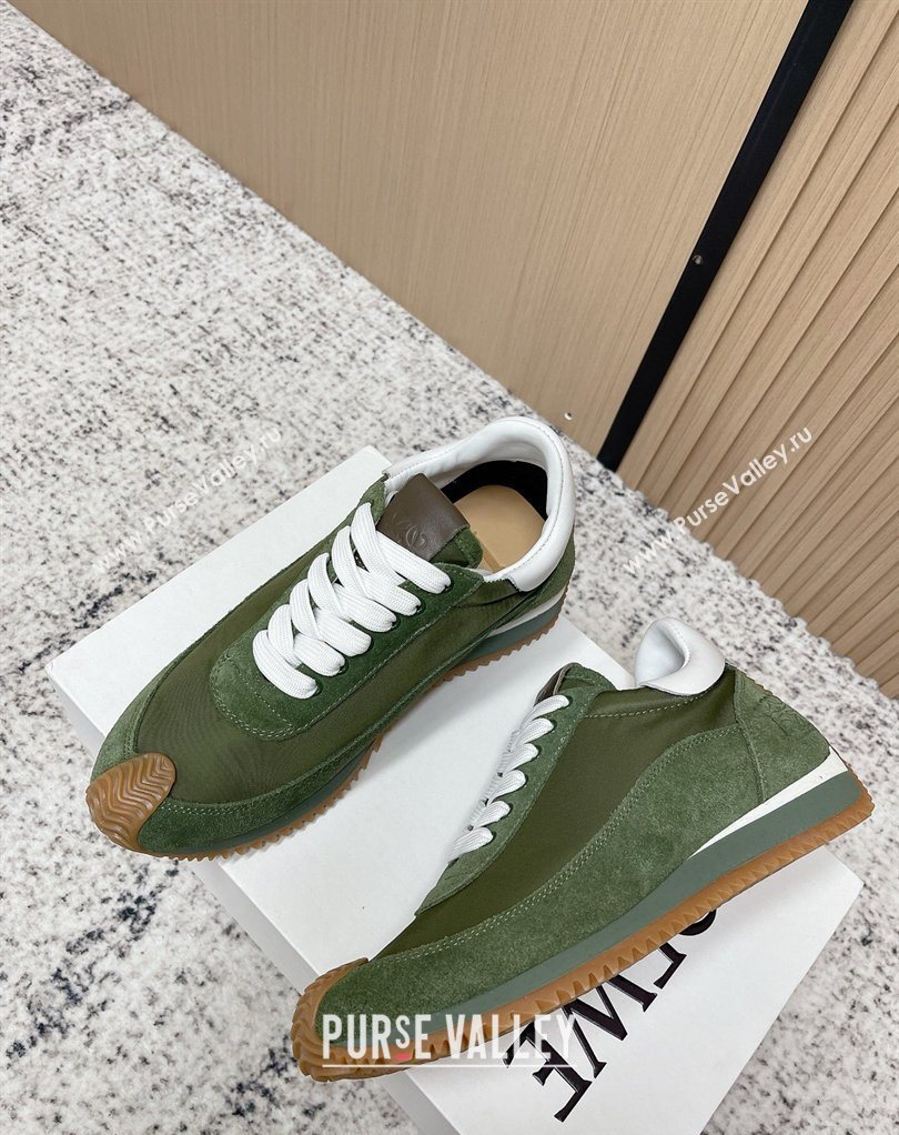 Loewe Flow Runner Sneakers in Nylon and Suede Green 37 2026 0226 (MD-260226047)
