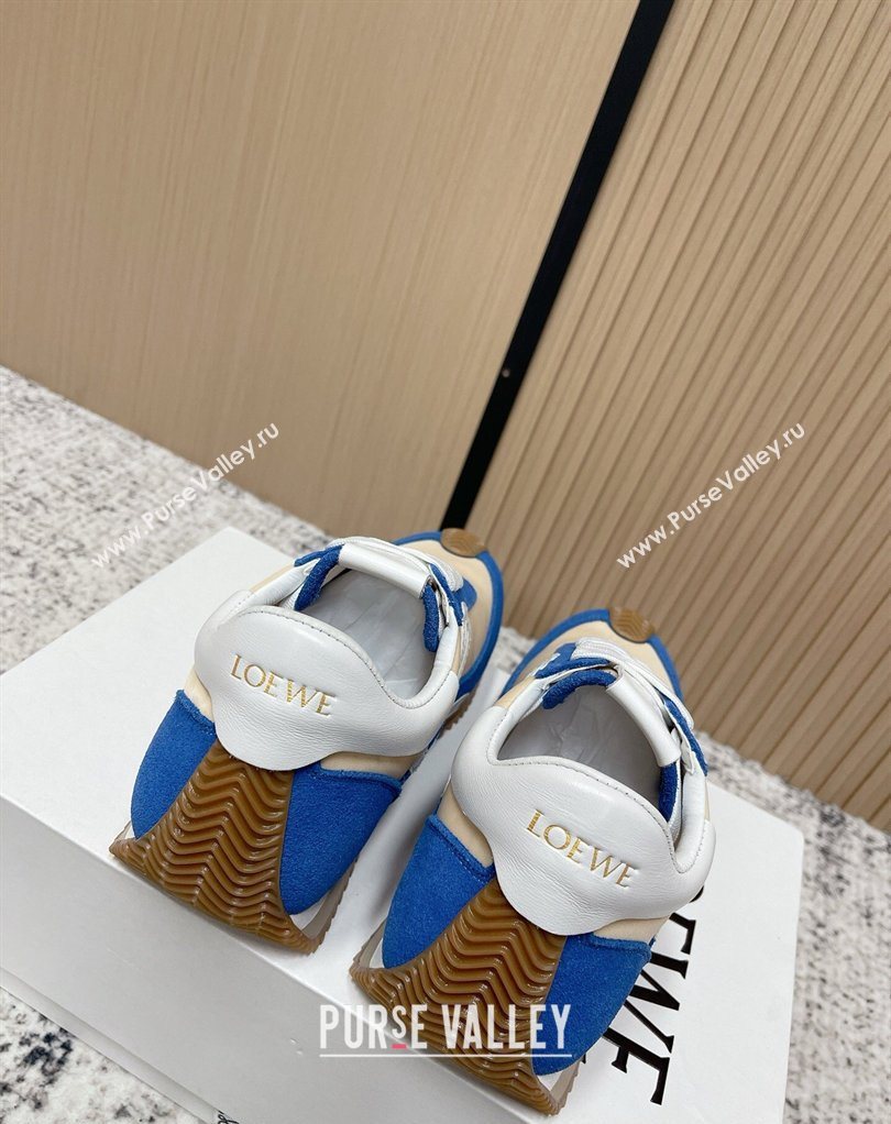 Loewe Flow Runner Sneakers in Nylon and Suede Beige/Blue 2026 0226 (MD-260226015)