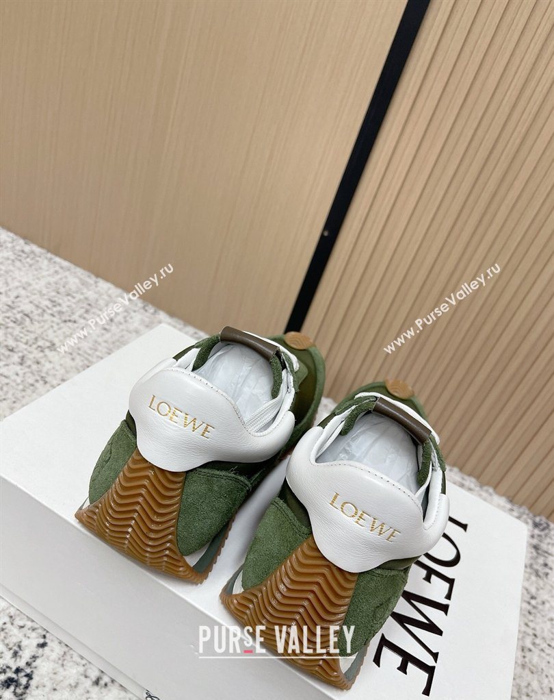 Loewe Flow Runner Sneakers in Nylon and Suede Green 37 2026 0226 (MD-260226047)
